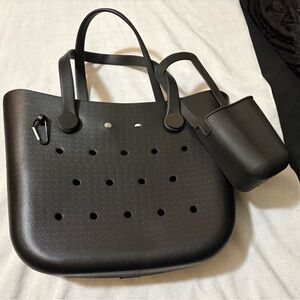 EVA Black Beach Tote Bag